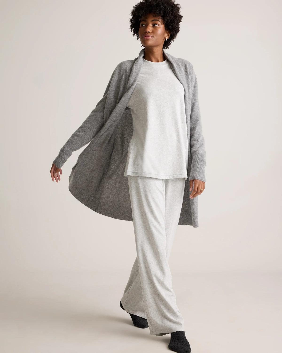 Dream Lounge Oversized Long Sleeve Pajama Set - XS / Light Heather Grey