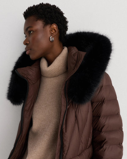 Responsible Down Belted Puffer Coat - XS / Hot Fudge