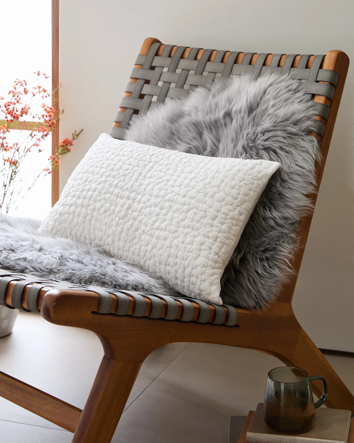 Organic Cotton Hand Stitched Pillow Cover - 12x20 / White