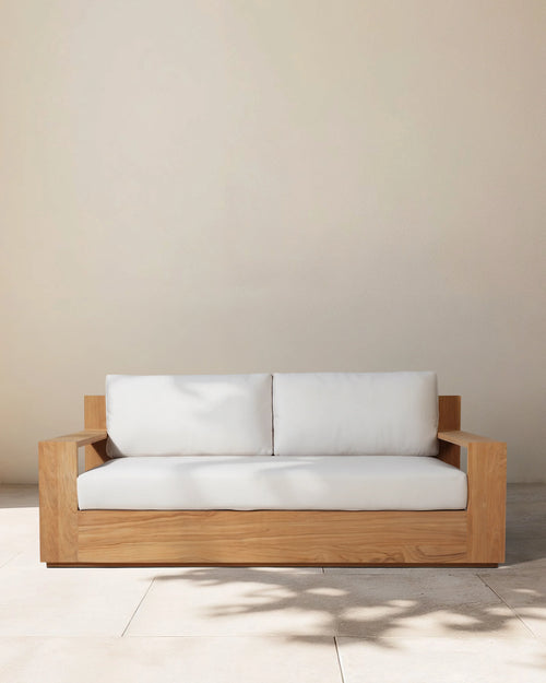 Solid Teak Outdoor Sofa - 72" / Natural Teak/Canvas