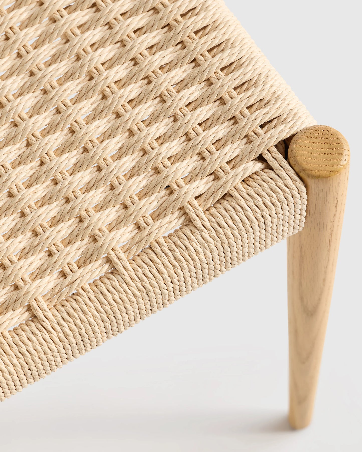 Solid Oak Dining Chair with Paper Cord Seat (Set of 2) - Set of 2 / Light Oak