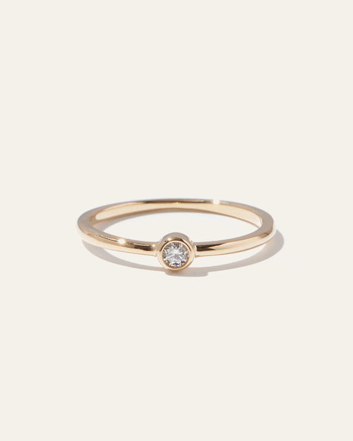 14K Gold Solo Diamond Bezel Ring - 4 / Yellow Gold