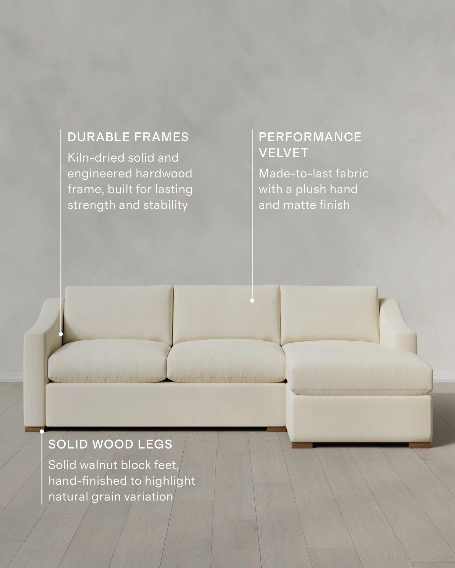 Hollis Slope Arm Chaise Sectional in Performance Velvet - 104" Right Arm / Spruce