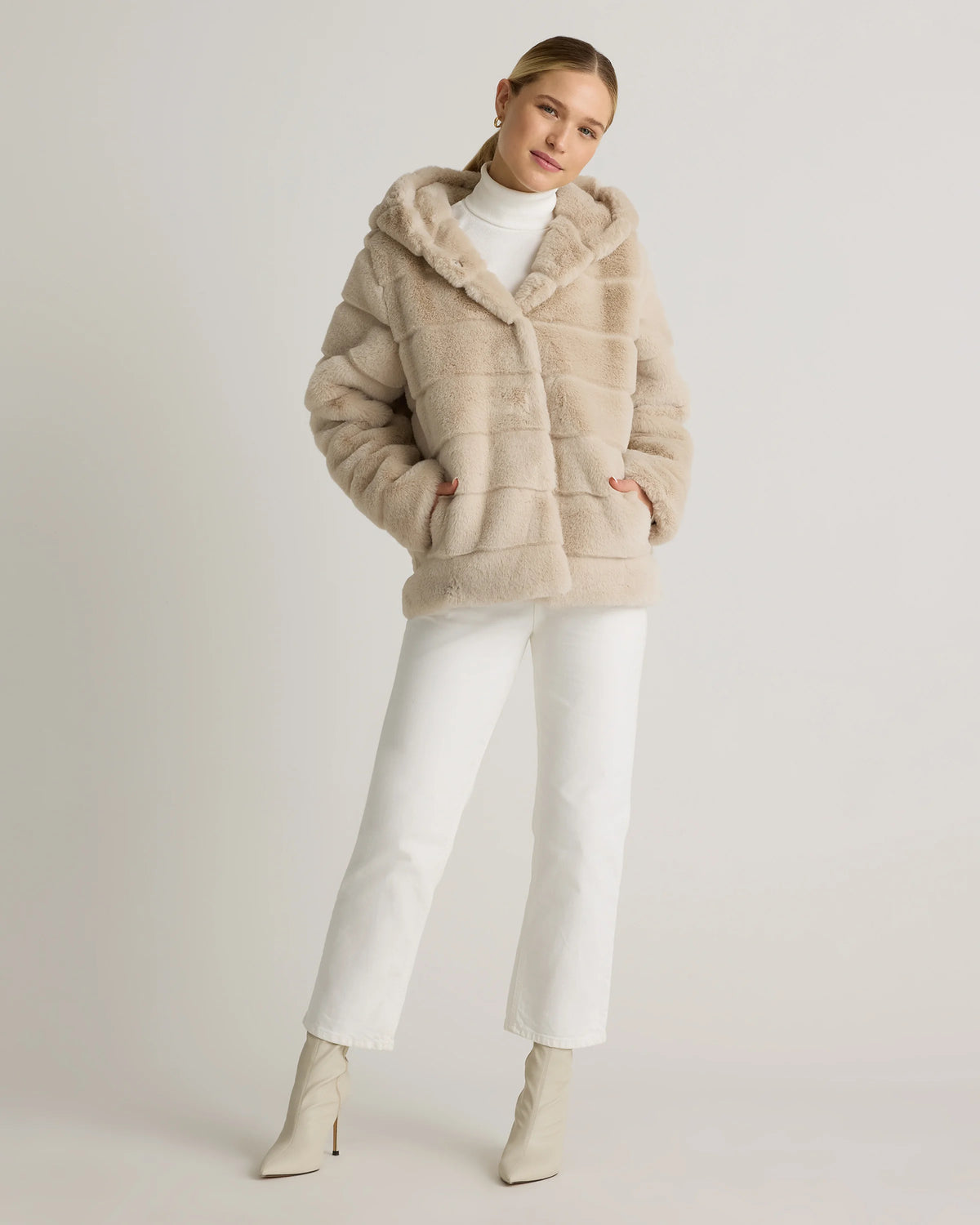 Hooded Faux Fur Jacket - XS / Black
