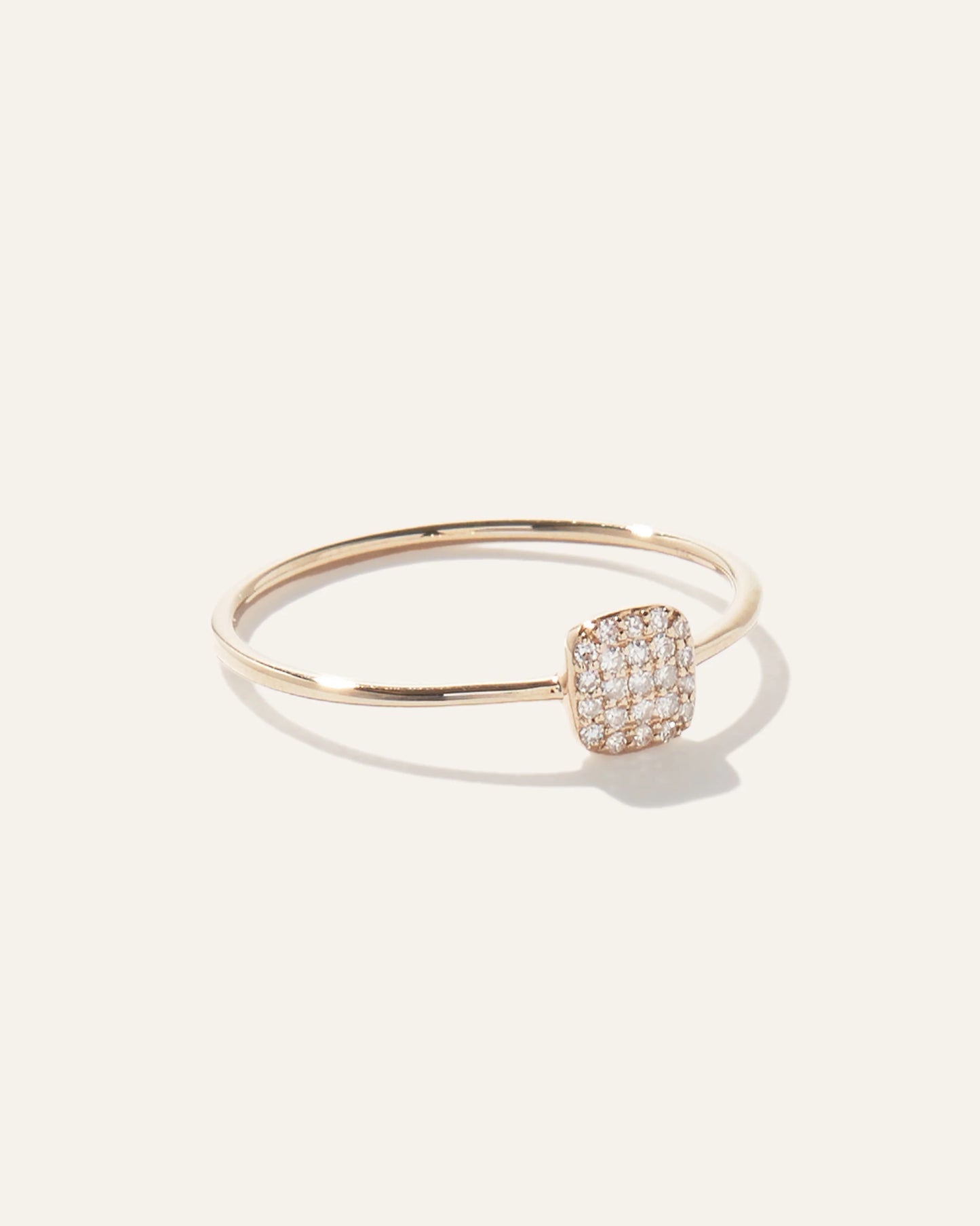 14K Gold Pave Diamond Cushion Ring - 4 / Yellow Gold