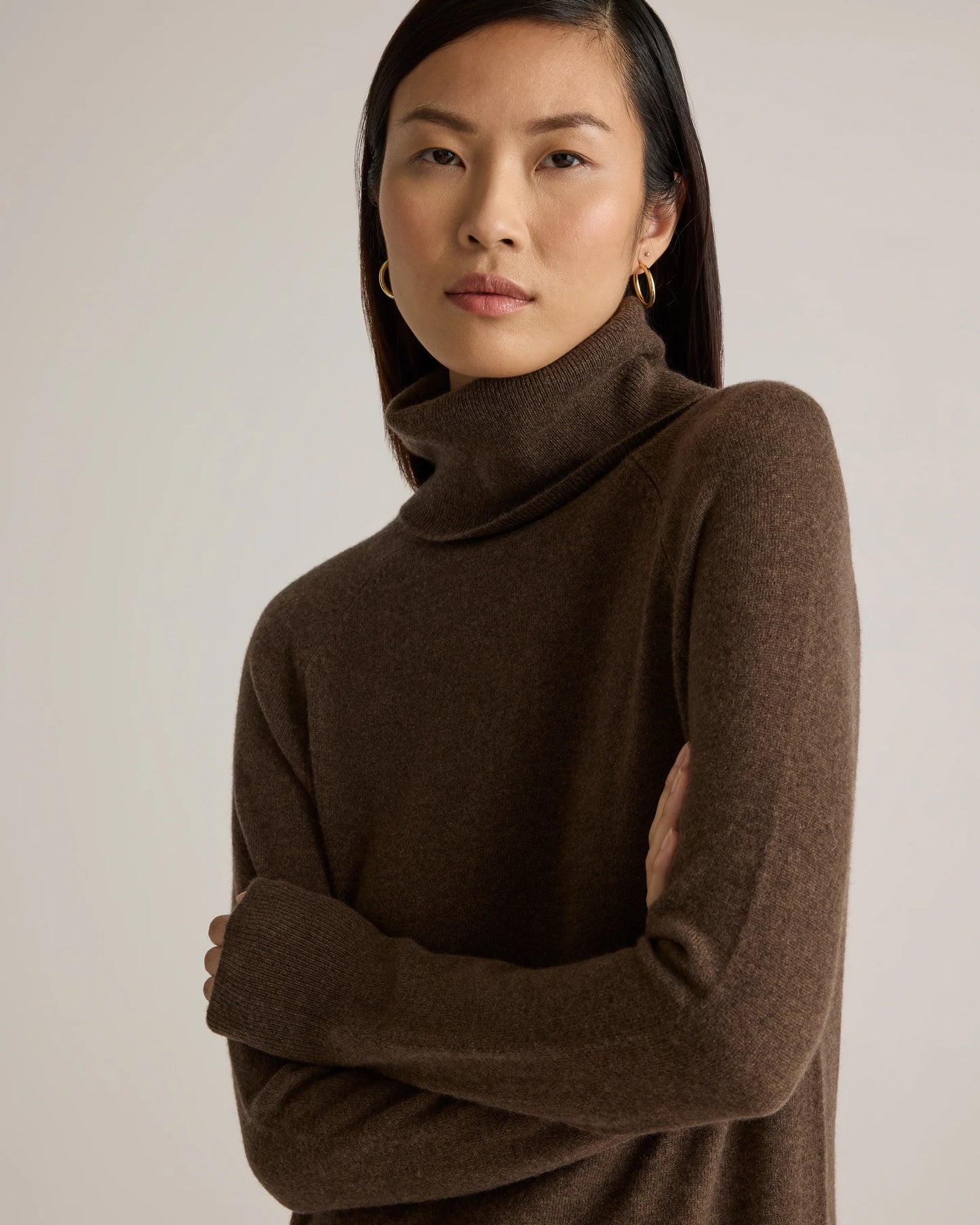 Mongolian Cashmere Turtleneck Sweater Dress - XS / Moss