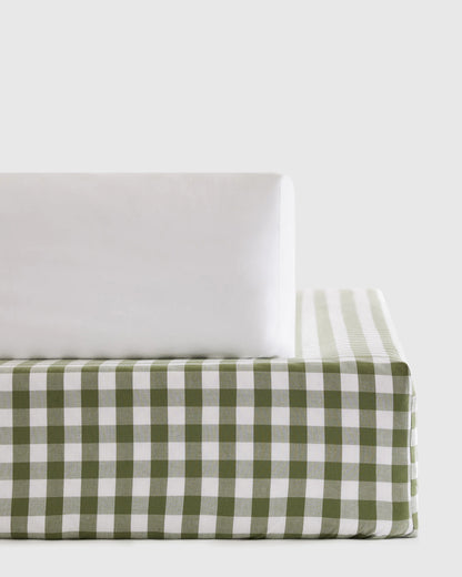 Organic Percale Gingham Crib Sheet 2-Pack - One Size / Blue Fog