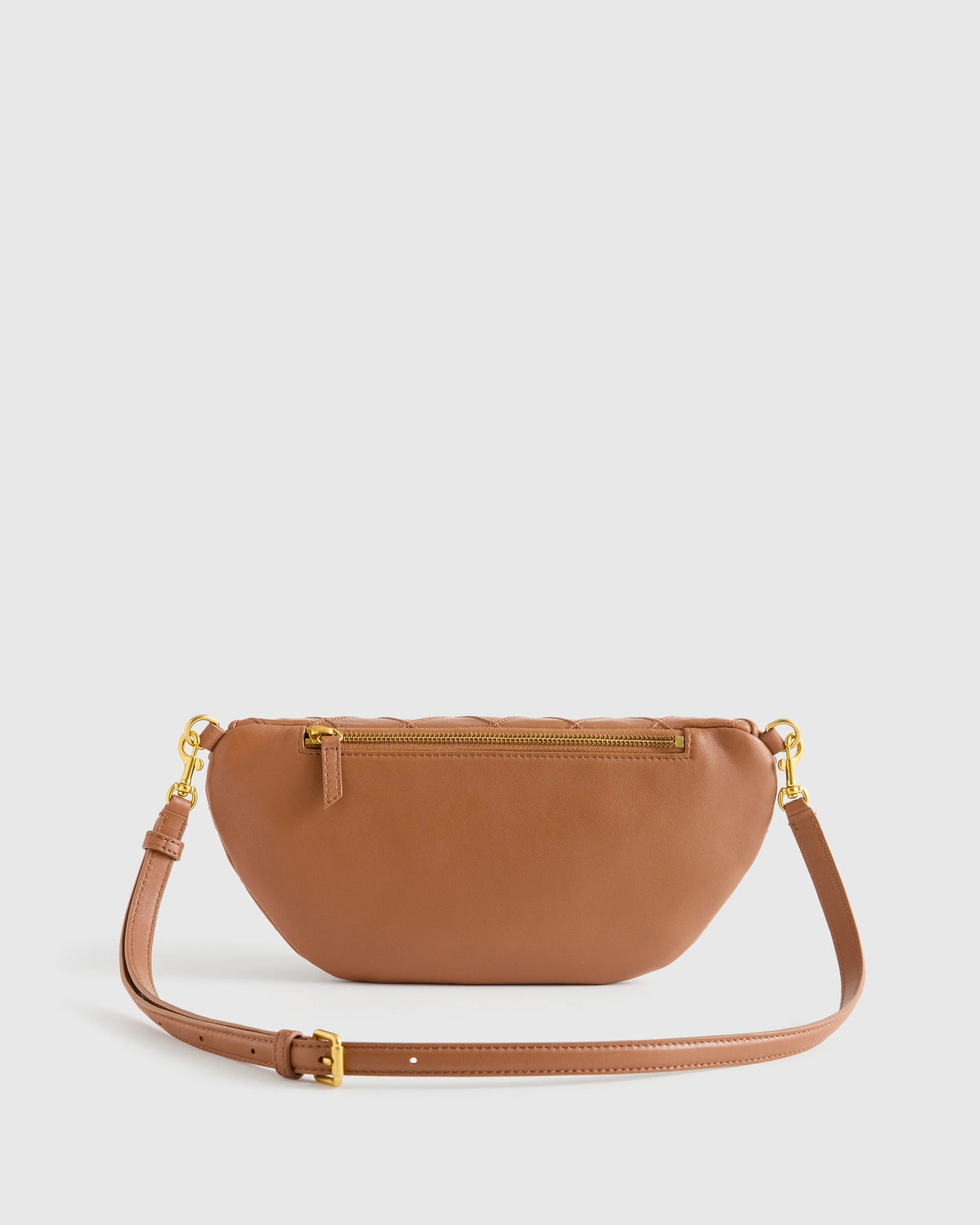 Italian Leather Diamond Stitch Sling - One Size / Cognac