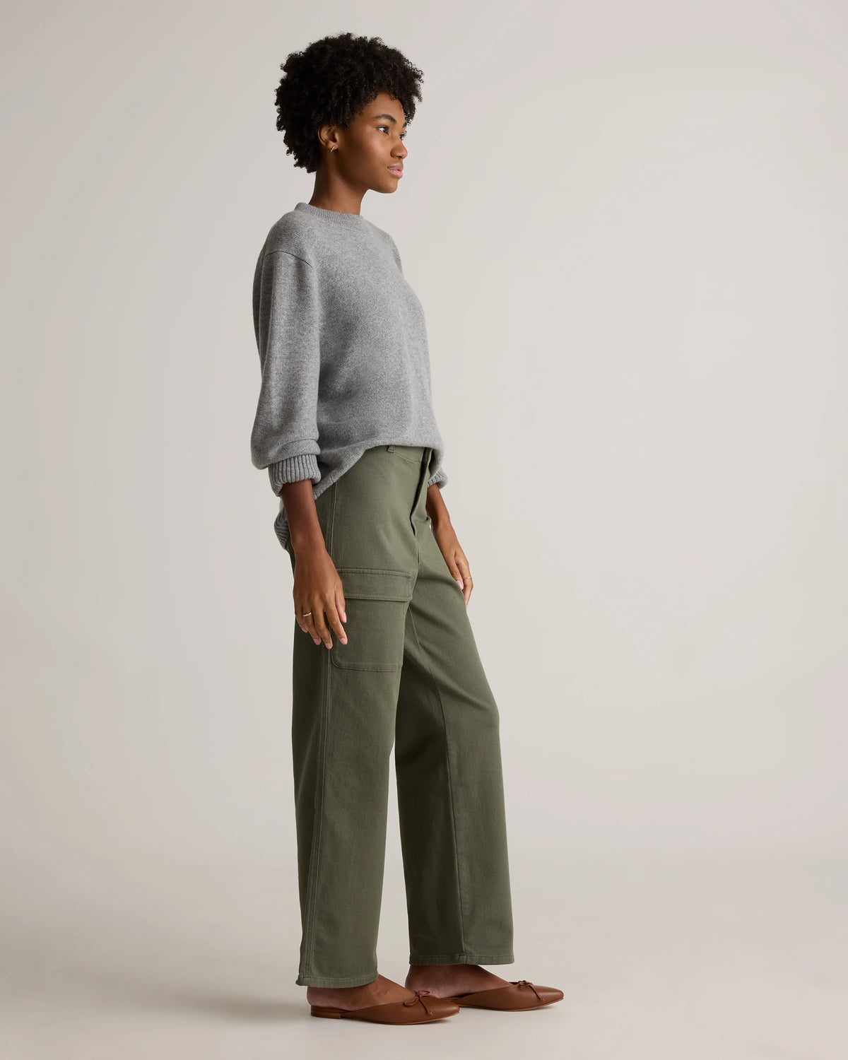 Organic Stretch Cotton Twill Cargo Pants - 0 / Light Khaki