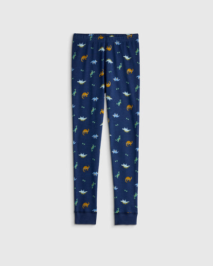 100% Organic Cotton Long Sleeve and Pant Pajama Set - 6 / Navy Stripe