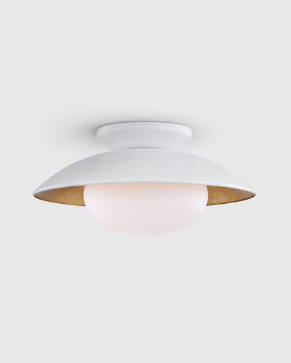 Steel and Gold Foil Flush Mount - One Size / White