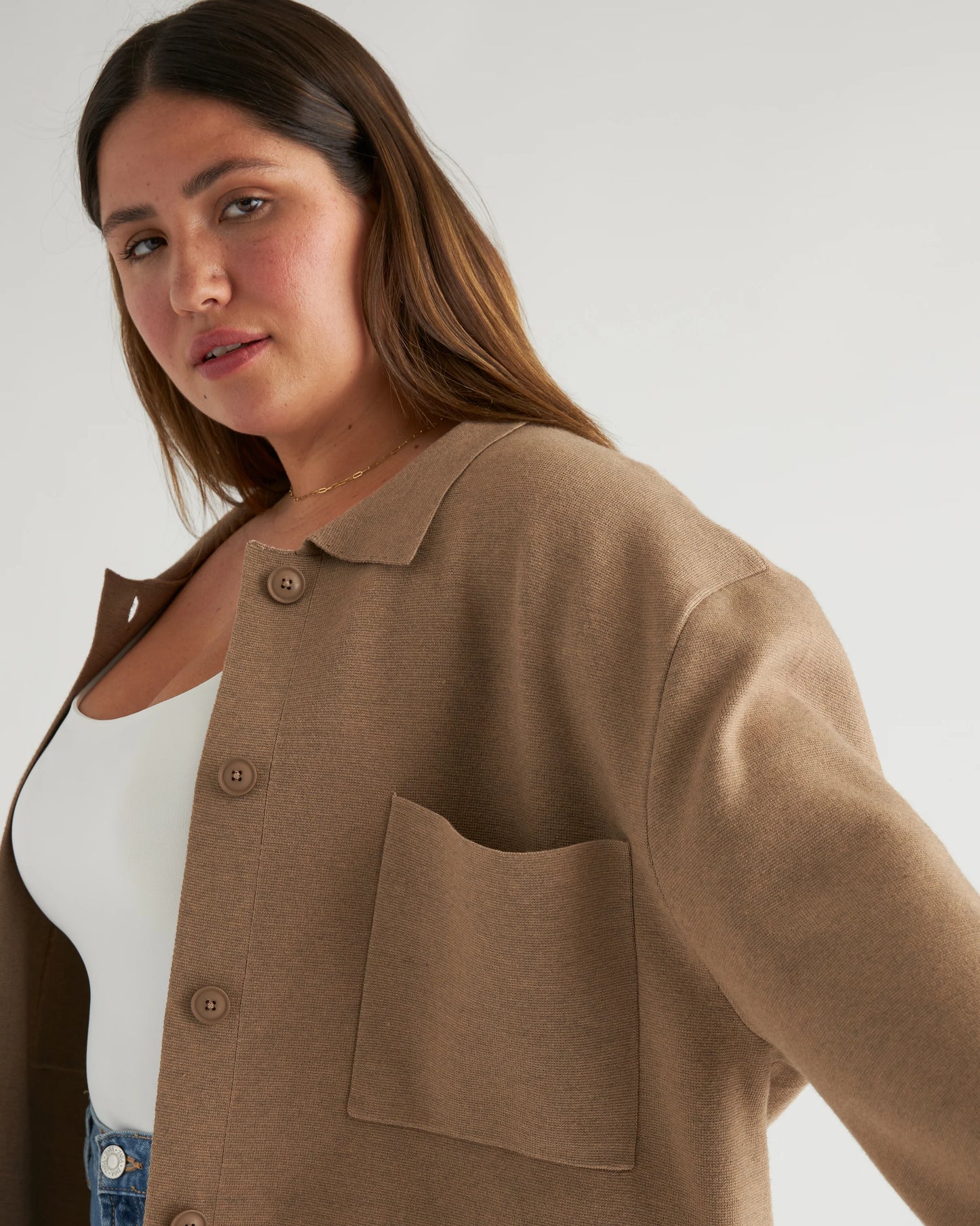 Eco-Knit Milano Stitch Oversized Shirt Jacket - XS / Heather Grey