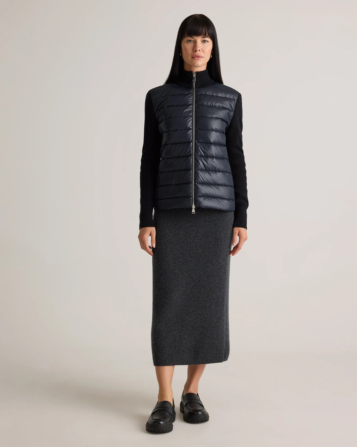 Mixed Media Down and Cashmere Jacket - XS / Oatmilk