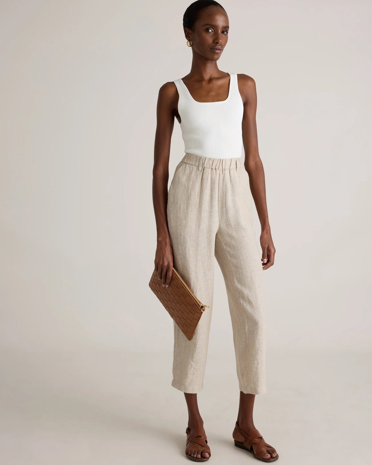100% European Linen Pants - XS / White