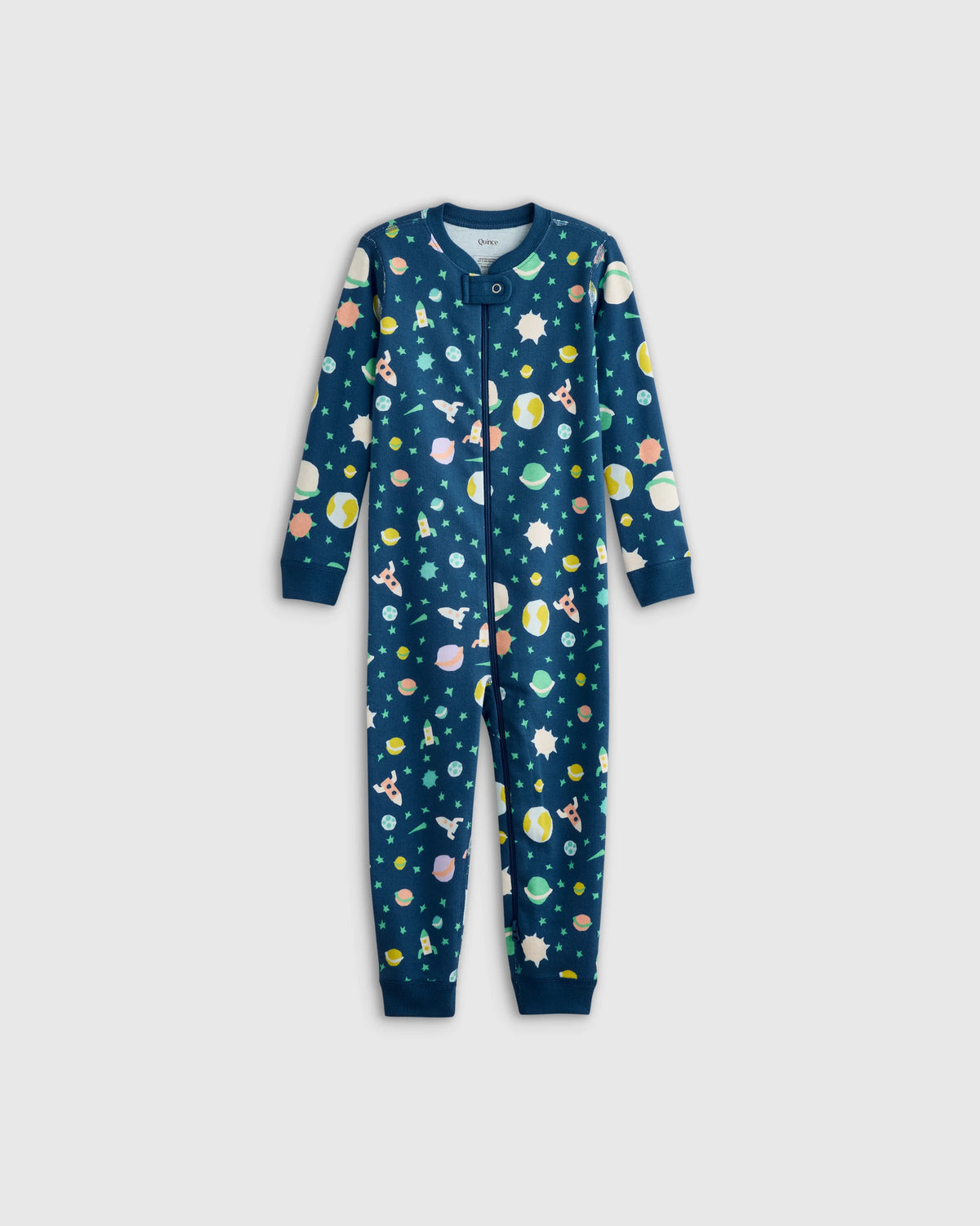 100% Organic Cotton One Piece Pajama - 2T / Navy Stripe