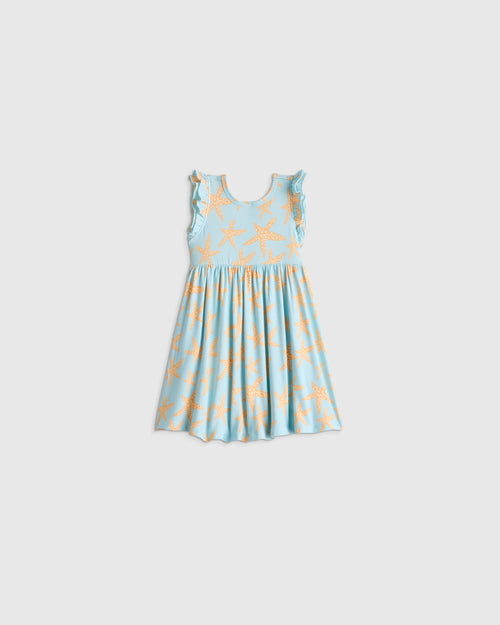 Bamboo Short Sleeve Flutter Twirl Dress - 12-18M / Starfish Pool