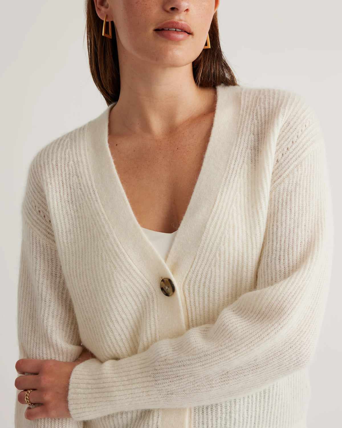 Baby Alpaca-Wool Cropped Cardigan - XS / Ivory