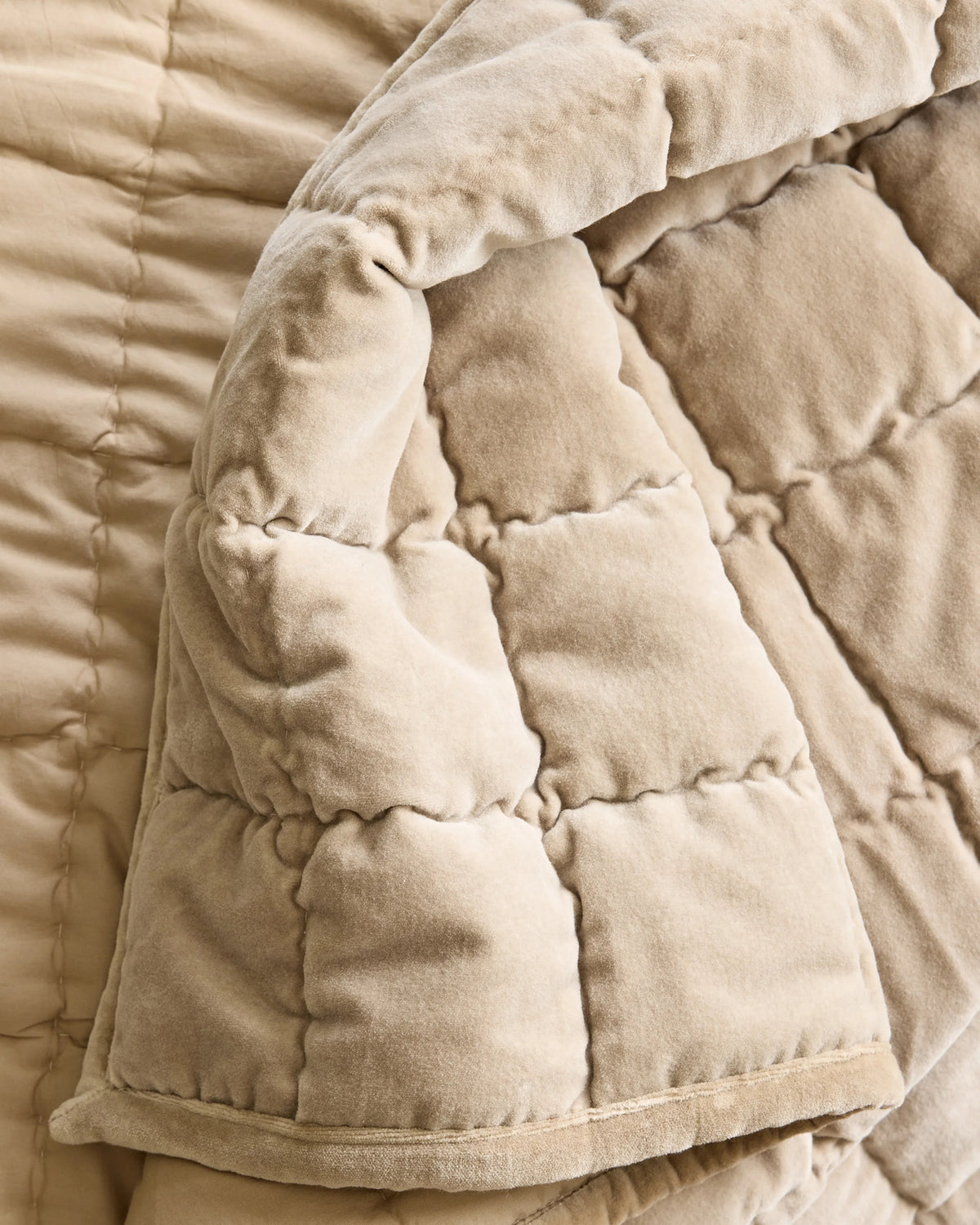 Cotton Velvet Box Quilt Set - Full/Queen / Forest Green