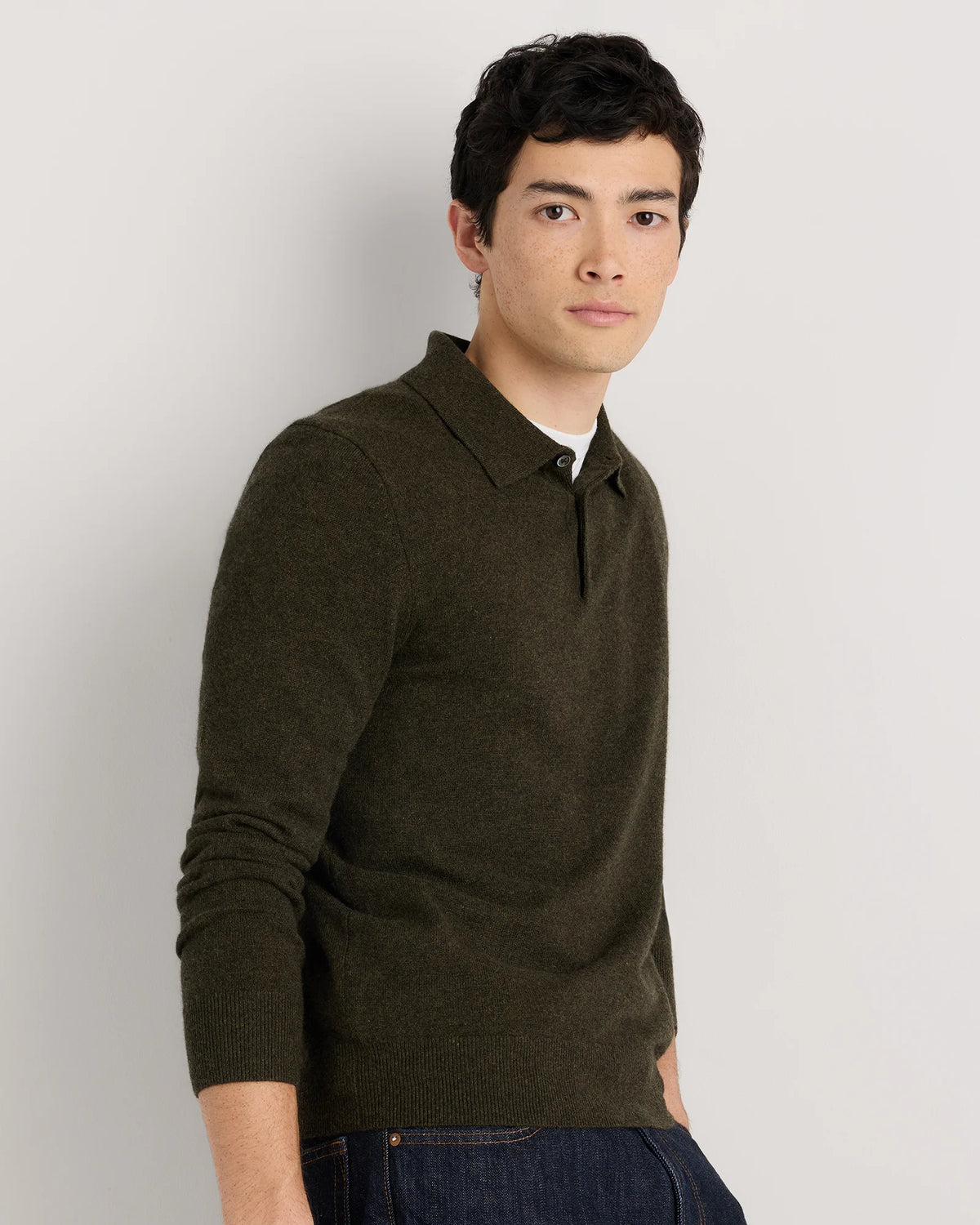 Mongolian Cashmere Polo Sweater - S / True Navy