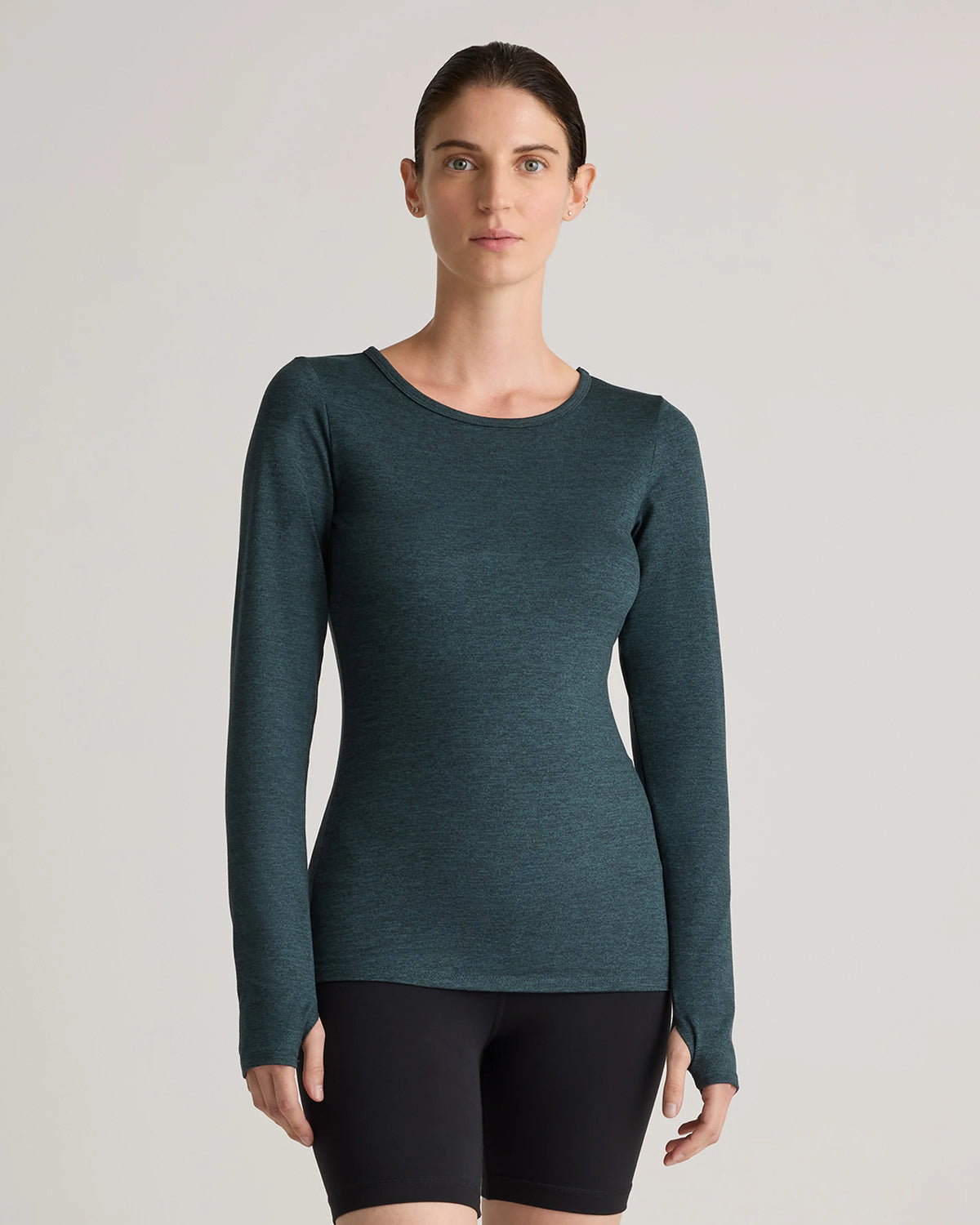 Ultra-Soft Fitted Long Sleeve Top - XS / Heather Navy