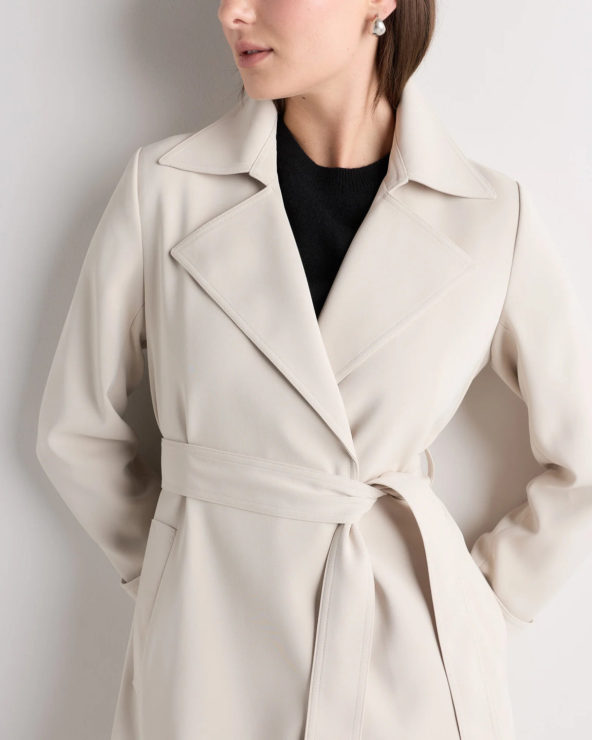 Stretch Crepe Trench Coat - XS / Olive