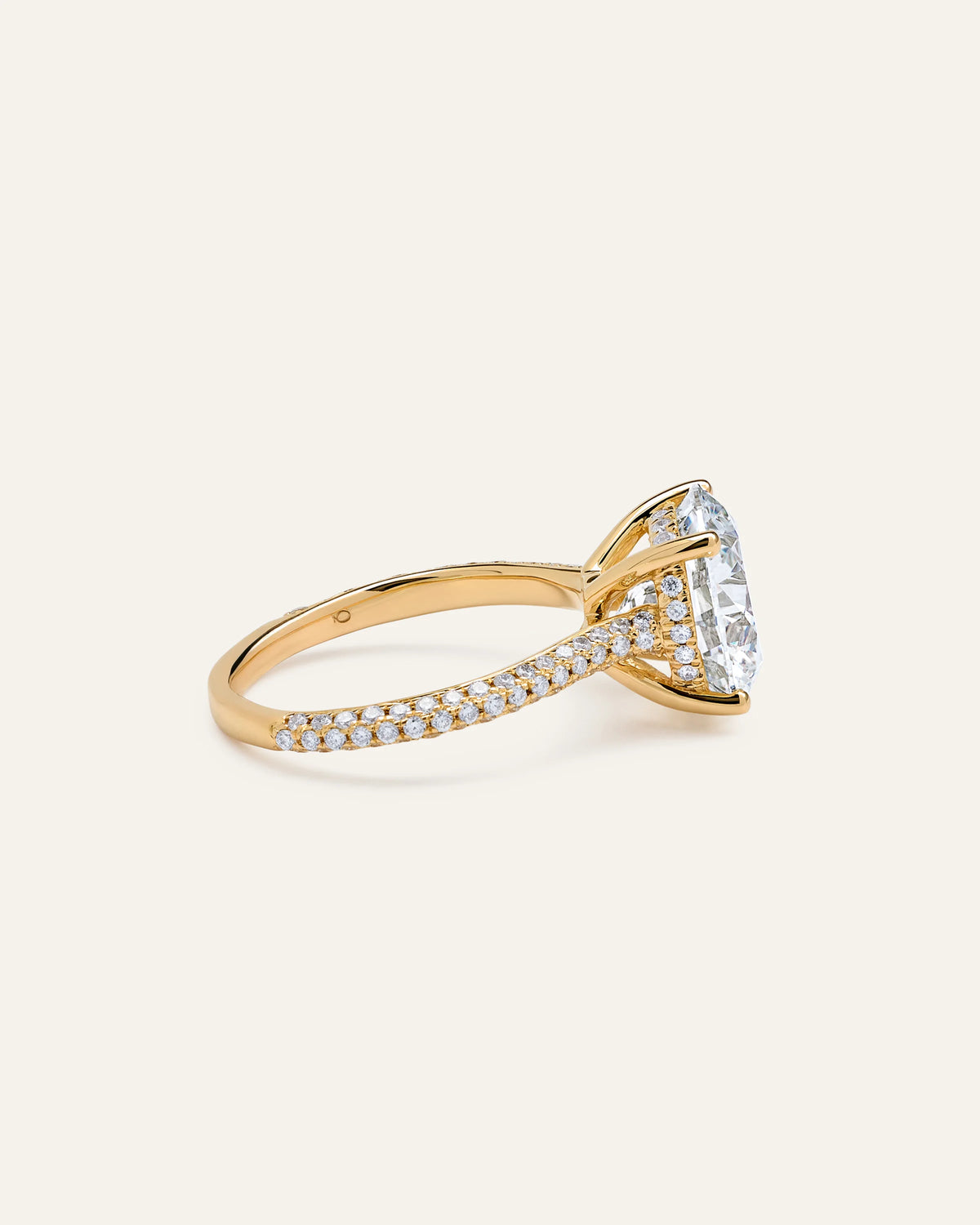 Lab Grown Diamond Round Pave Cathedral Engagement Ring - 5ct - 4 / Yellow Gold
