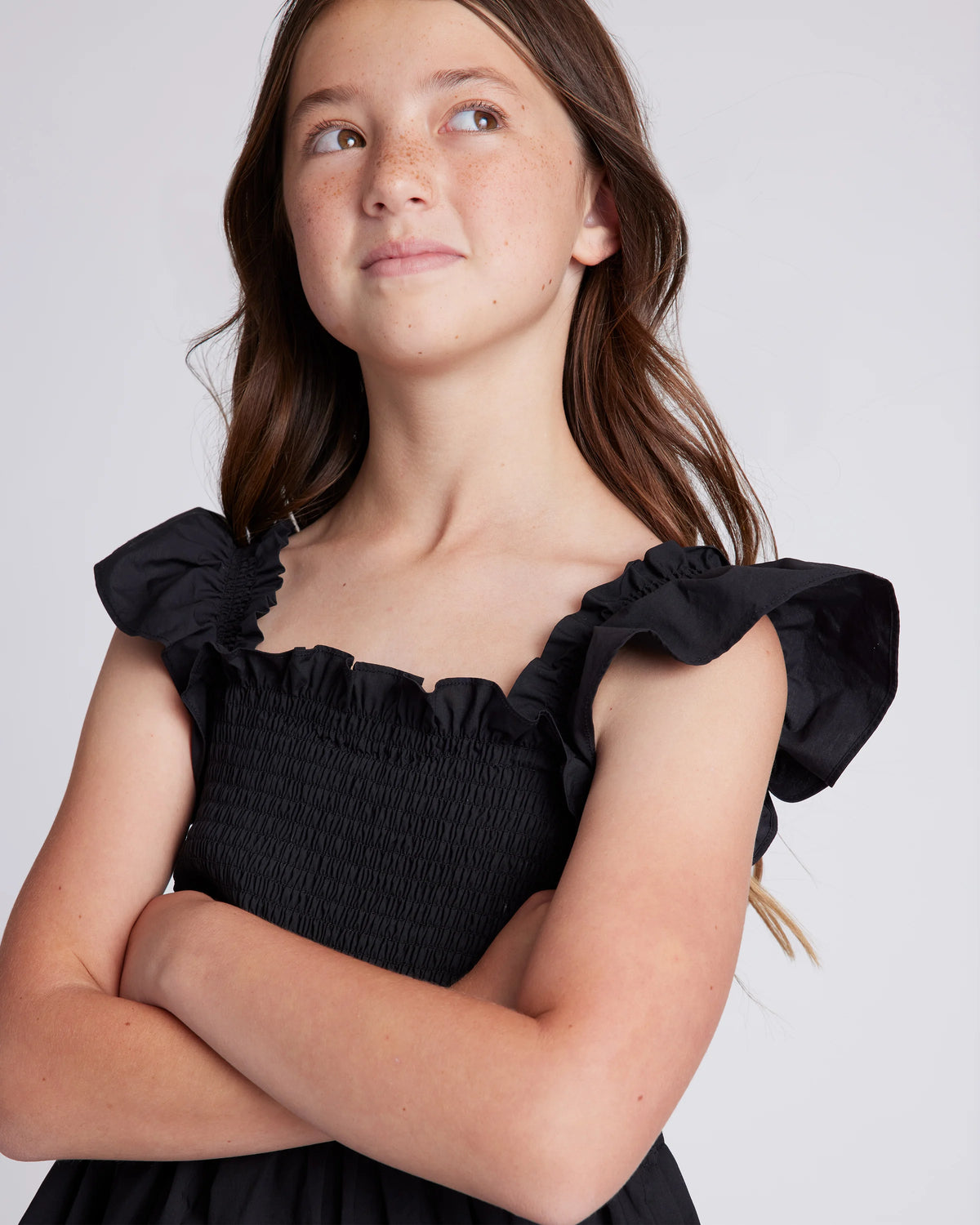 100% Organic Cotton Poplin Smocked Dress - 6 / Apricot Ditsy Floral