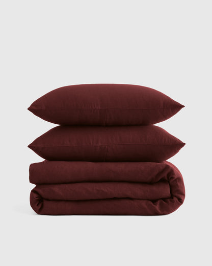 European Linen Duvet Cover Set - Twin / Peach