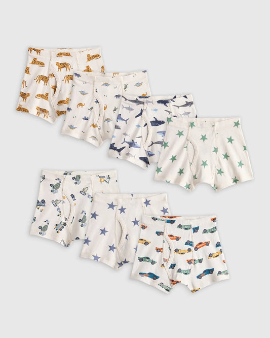 Boys 100% Organic Cotton Boxer Brief 7-Pack - 2T / Boy Multi Pack
