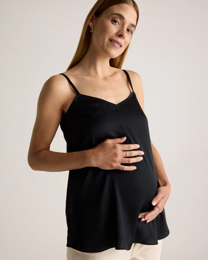 Washable Stretch Silk V-Neck Maternity Cami - XS / Moonstone Blue