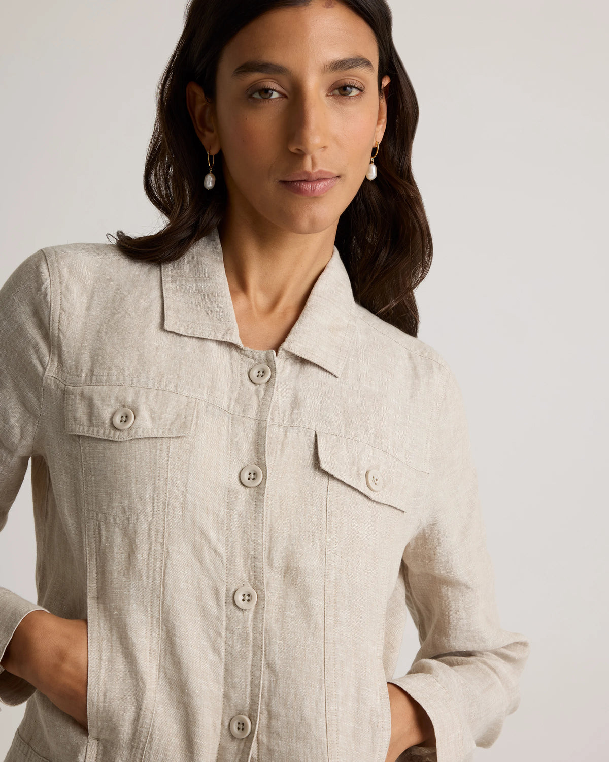 100% European Linen Jacket - XS / Flax