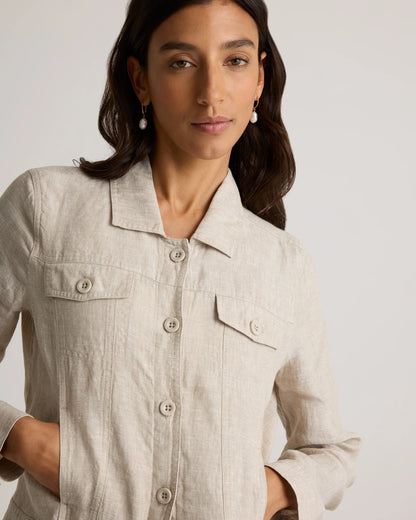 100% European Linen Jacket - XS / Flax
