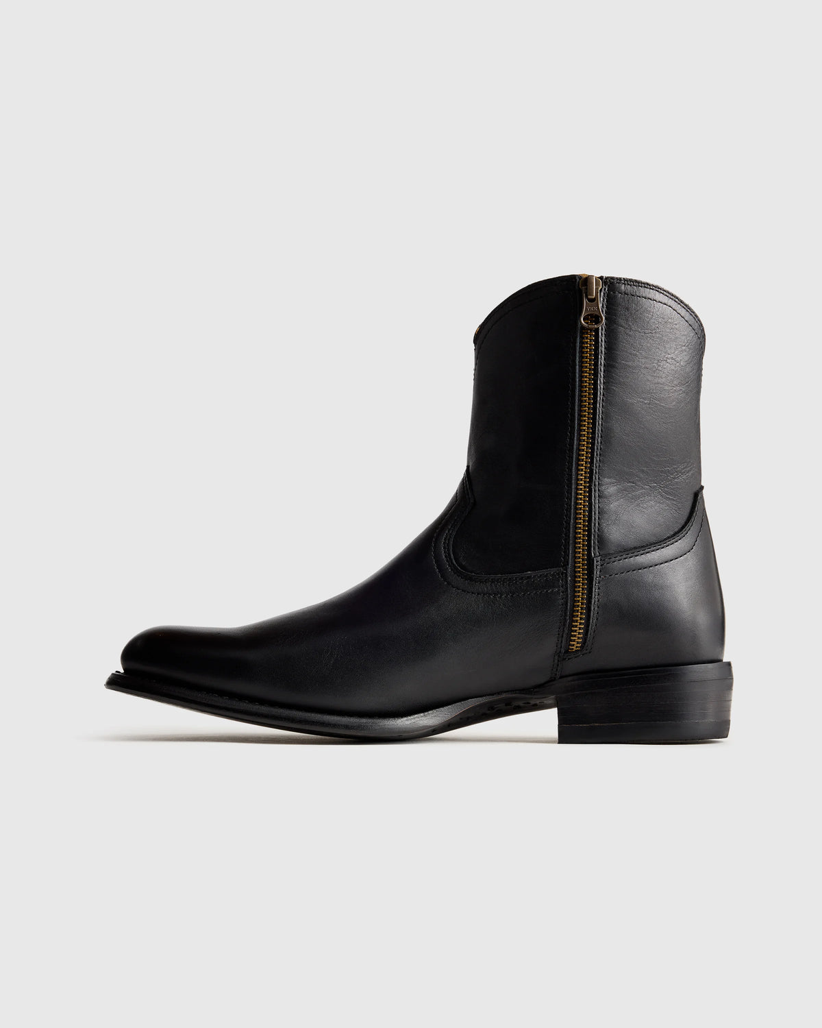 Crafted Leather Western Zip Boot - 7 / Dark Chocolate