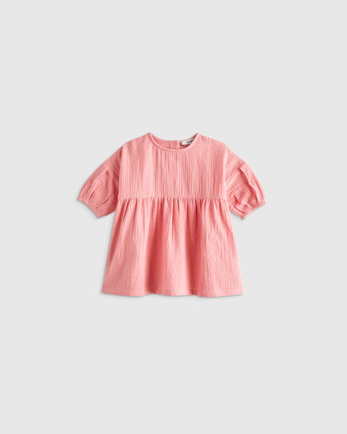 100% Organic Cotton Gauze Dress - 12-18M / Coral Blush