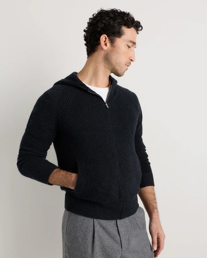 Luxe Baby Cashmere Bomber Hoodie - S / Heather Pewter