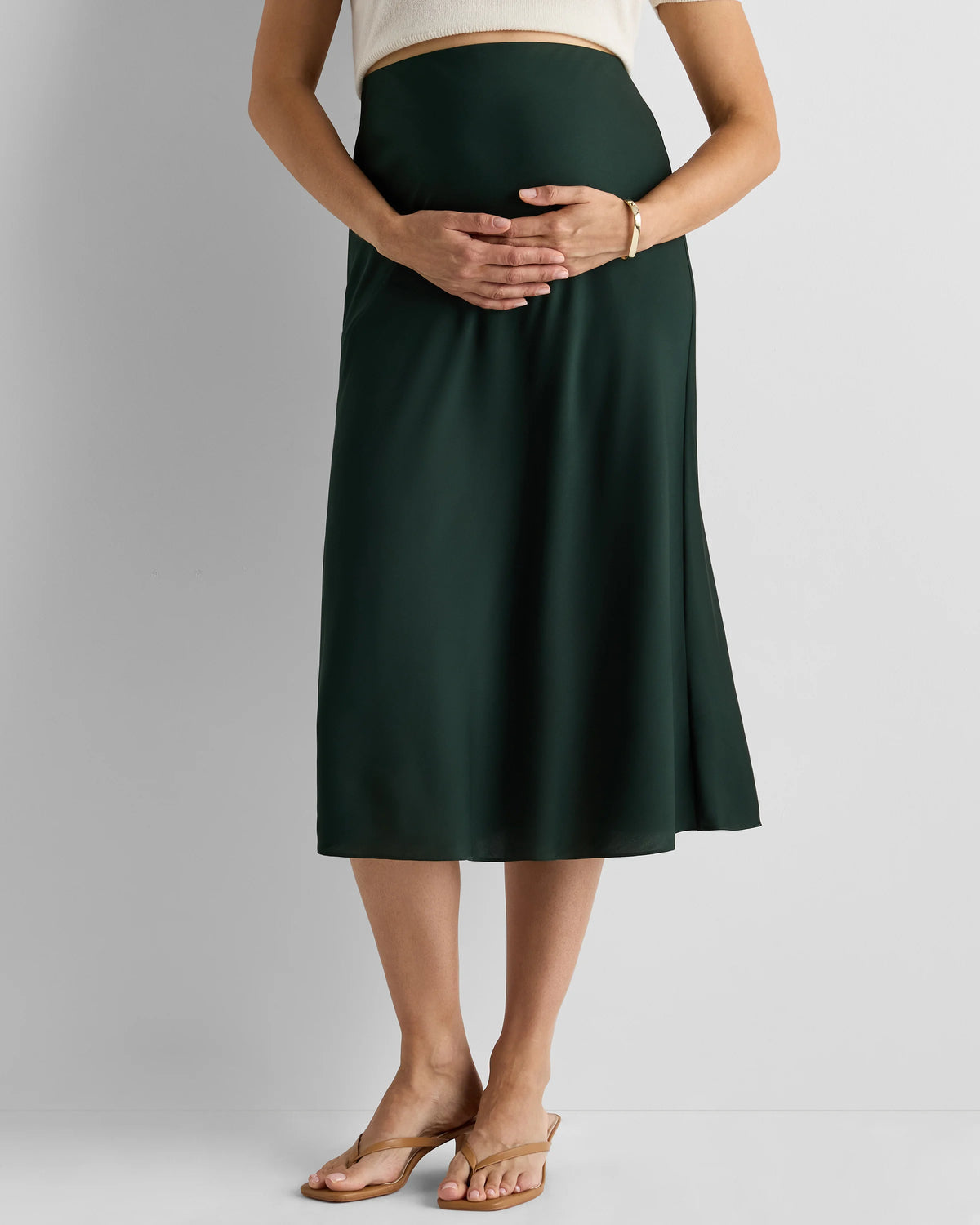 Washable Stretch Silk Maternity Skirt - XS / Vintage Pink