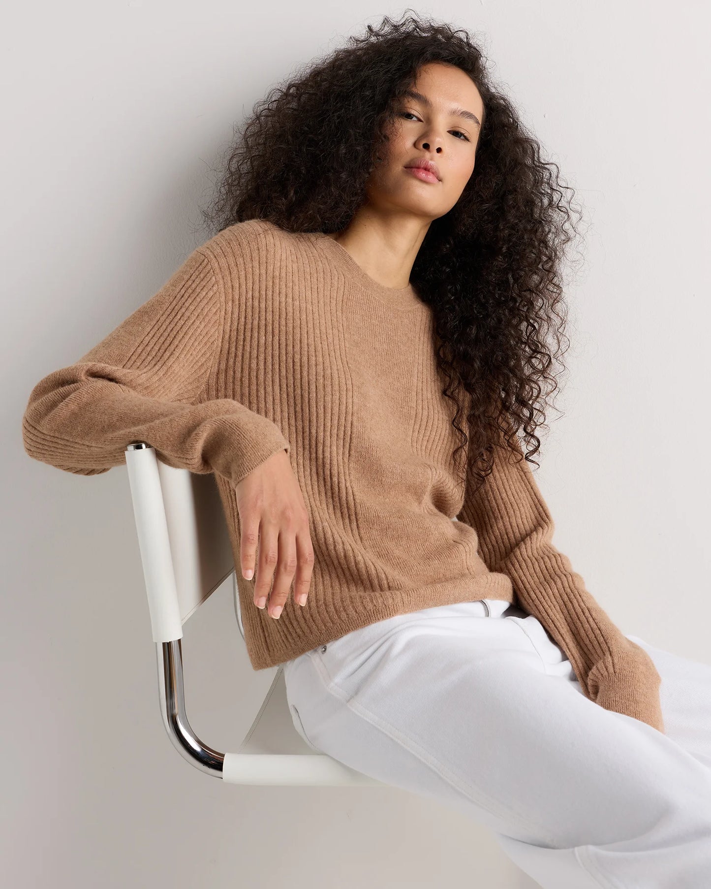 Lightweight Baby Alpaca Ribbed Crewneck - XS / Smoked Charcoal
