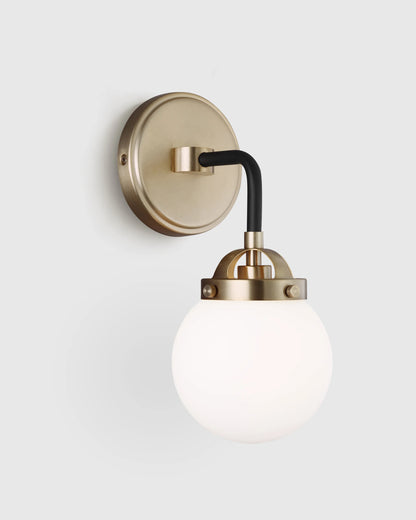 Single Globe Steel Sconce - One Size / Black