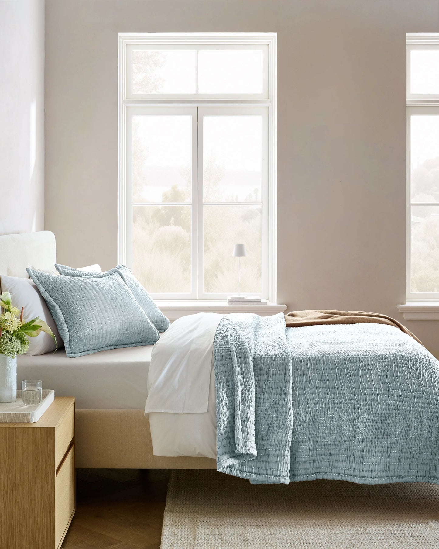 Organic Cotton Channel Stitch Coverlet Set - Twin / Coral Pink