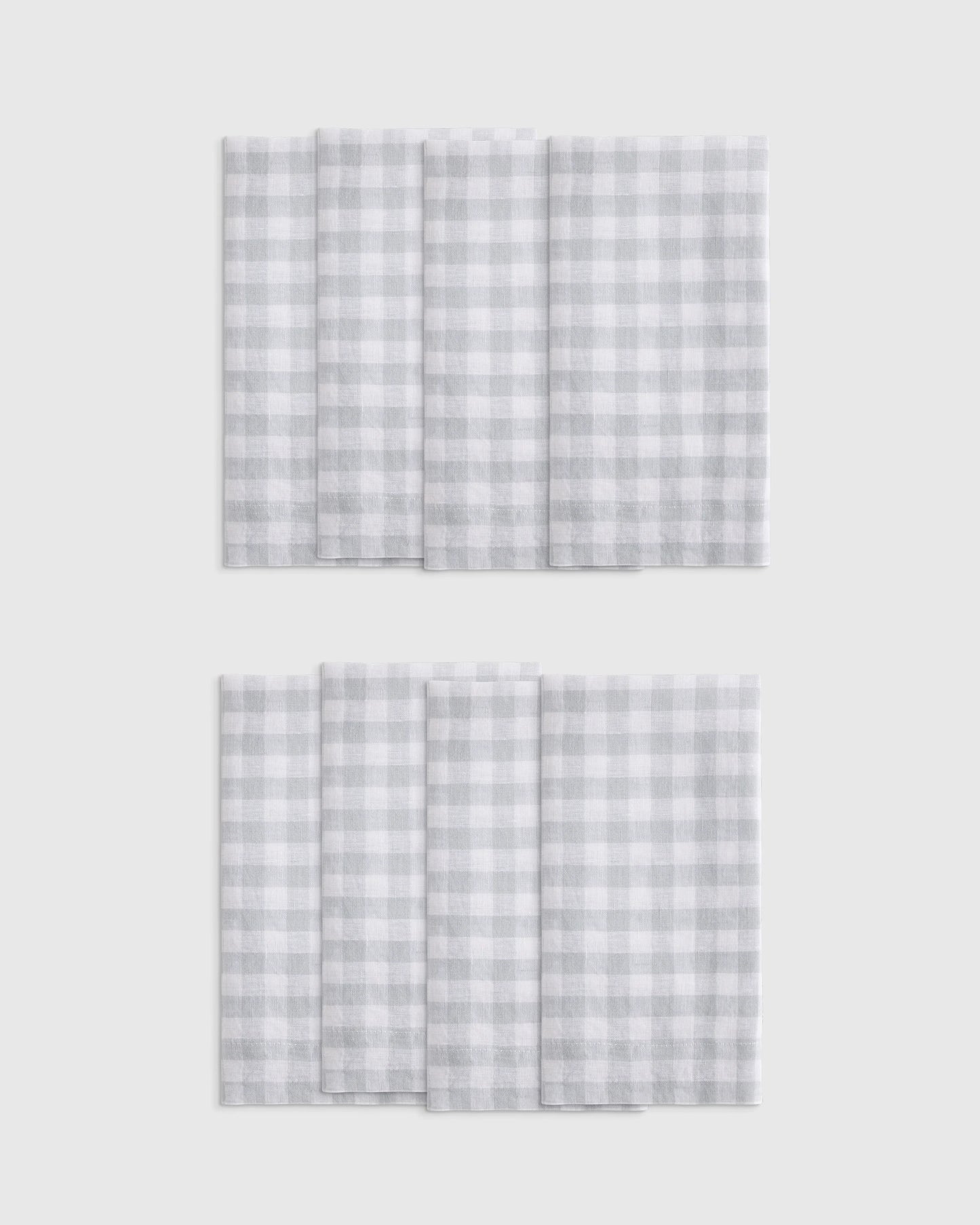 European Linen Wide-Hem Gingham Napkins (Set of 8) - One Size / Cafe