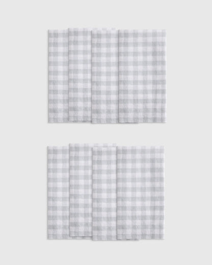European Linen Wide-Hem Napkins (Set of 8) - One Size / Willowleaf Gingham