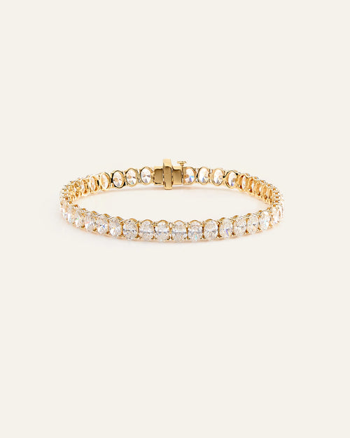 14K Gold Lab Grown Diamond North-South Oval Tennis Bracelet - 15ctw - 6.5" / Yellow Gold
