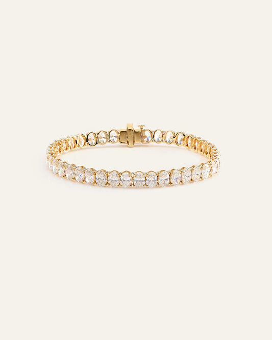 14K Gold Lab Grown Diamond North-South Oval Tennis Bracelet - 15ctw - 6.5" / Yellow Gold