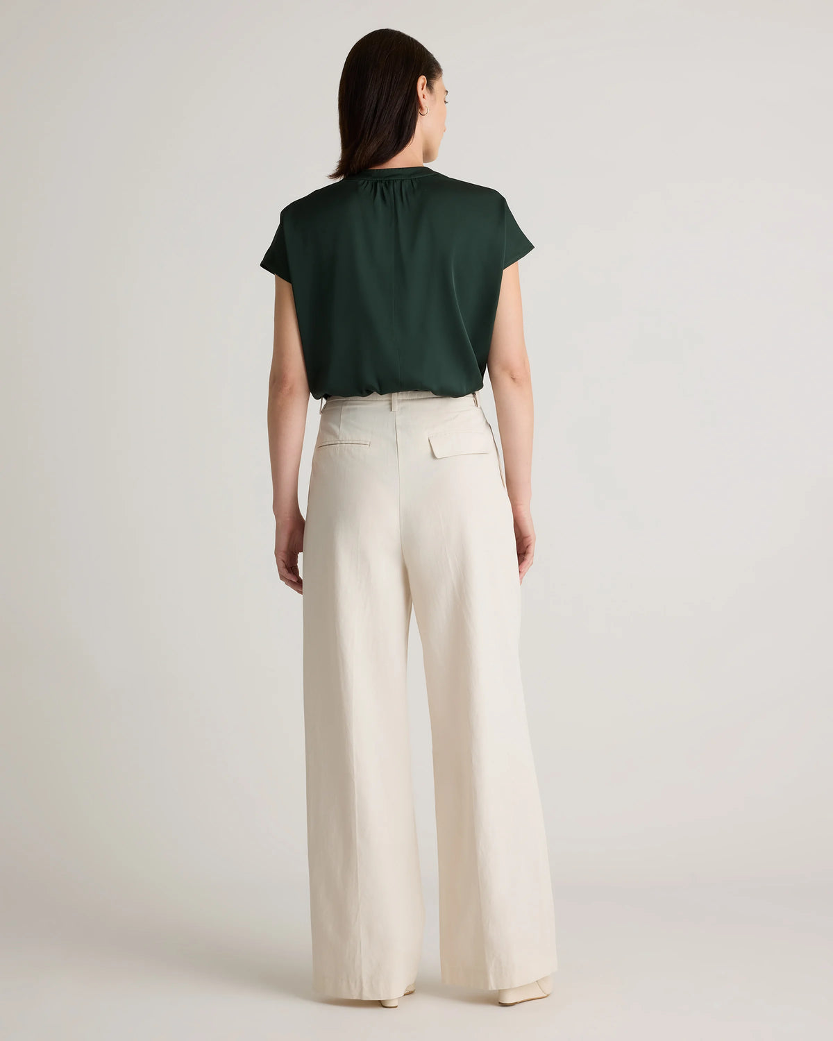 Washable Stretch Silk Dolman Sleeve Blouse - XS / Forest Green