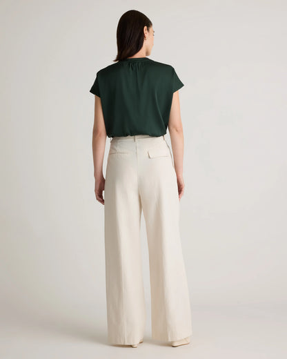 Washable Stretch Silk Dolman Sleeve Blouse - XS / Forest Green