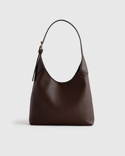 Full-Grain Leather Small Shoulder Bag - One Size / Black