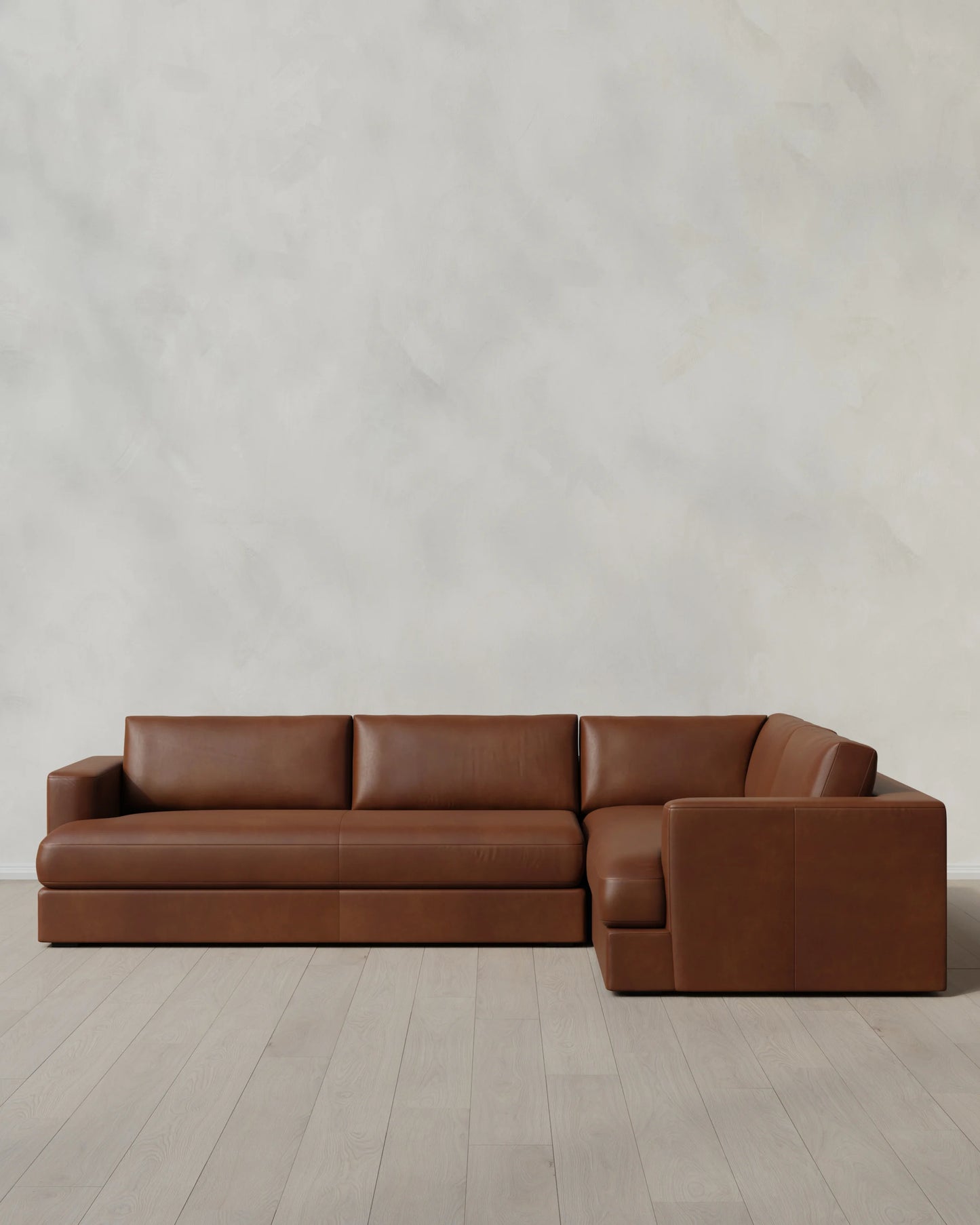 Sierra Curved Arm L Sectional in Leather - Right Arm / Auburn