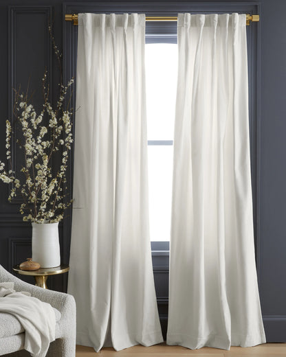Cotton Velvet Curtain - Single Panel - 48x84 / Ivory