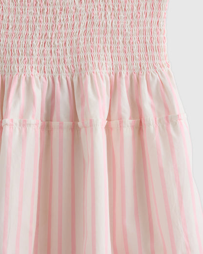 100% Organic Cotton Poplin Smocked Dress - 6 / Apricot Ditsy Floral