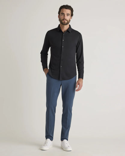 Commuter Stretch Pique Long Sleeve Button Down - XS / Dark Coal